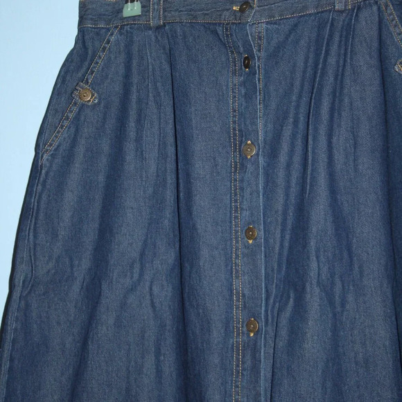 Anthony Richards Denim Button Up Front 100% Cotton Modest Women's Skirt 14P - Picture 4 of 15